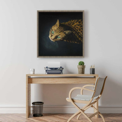 Bengal Cat Brown Modern Bedroom Framed Canvas | Home Decor