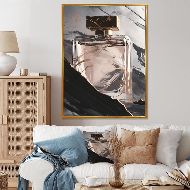 The Essence Of Perfume I - Print on Canvas, 44" H x 34" W x 1.5" D, Gold Floater Framed