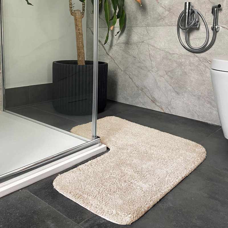 Afruza Corner Shower Bath Mat, Stone