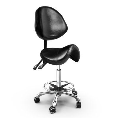 Adjustable Height Ergonomic Backed Lab Stool Saddle Stool with Wheels