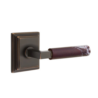 Emtek Select Passage Leverset w/ Wilshire Rosette & L-Square Stem, Rosso Levanto Marble Lever (CF)