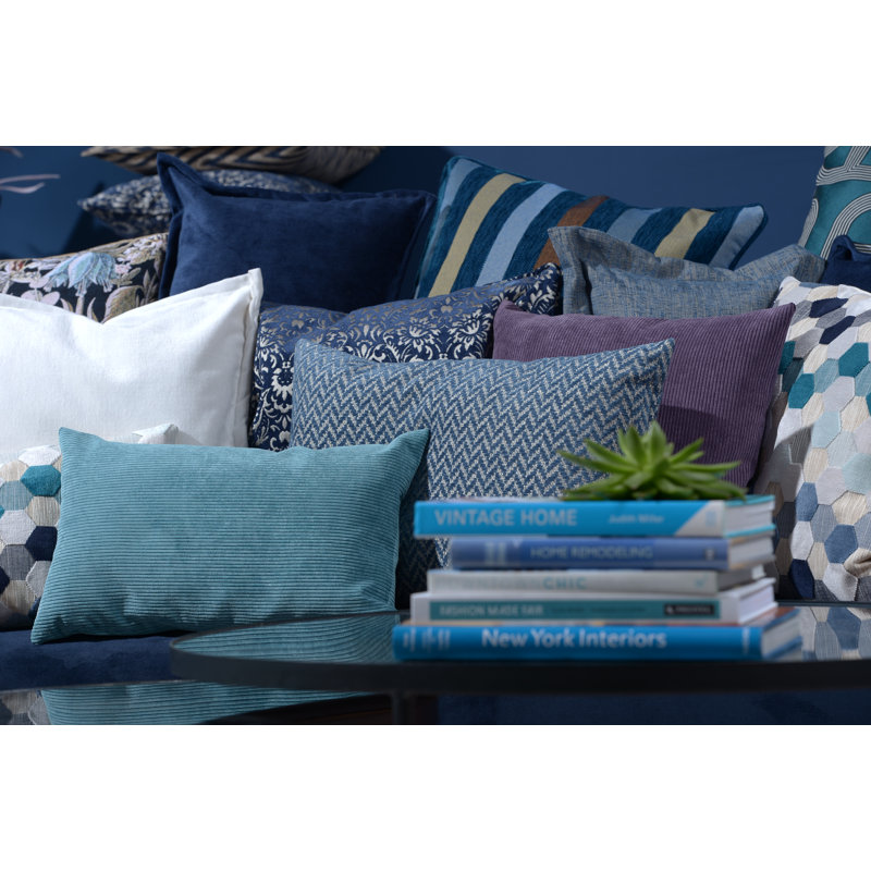 Zircono Chevron Rectangular Throw Cushion, Blue