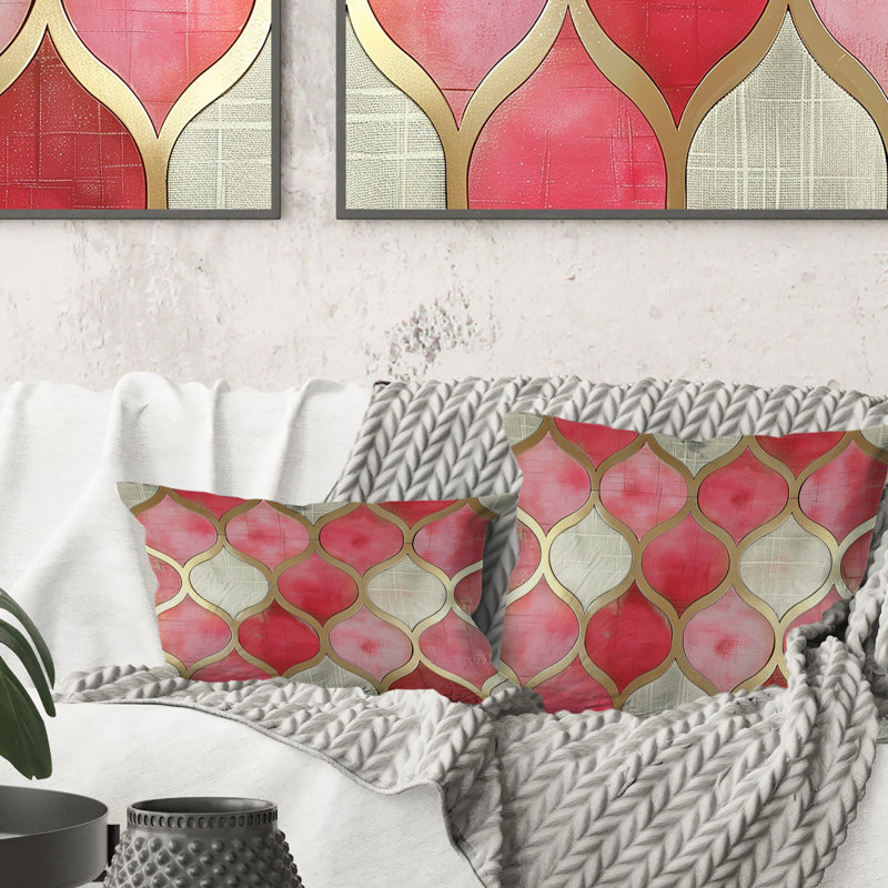 Coussin rose Mid-Century Trellis III - Mid-Century, H 18 po x l 18 po