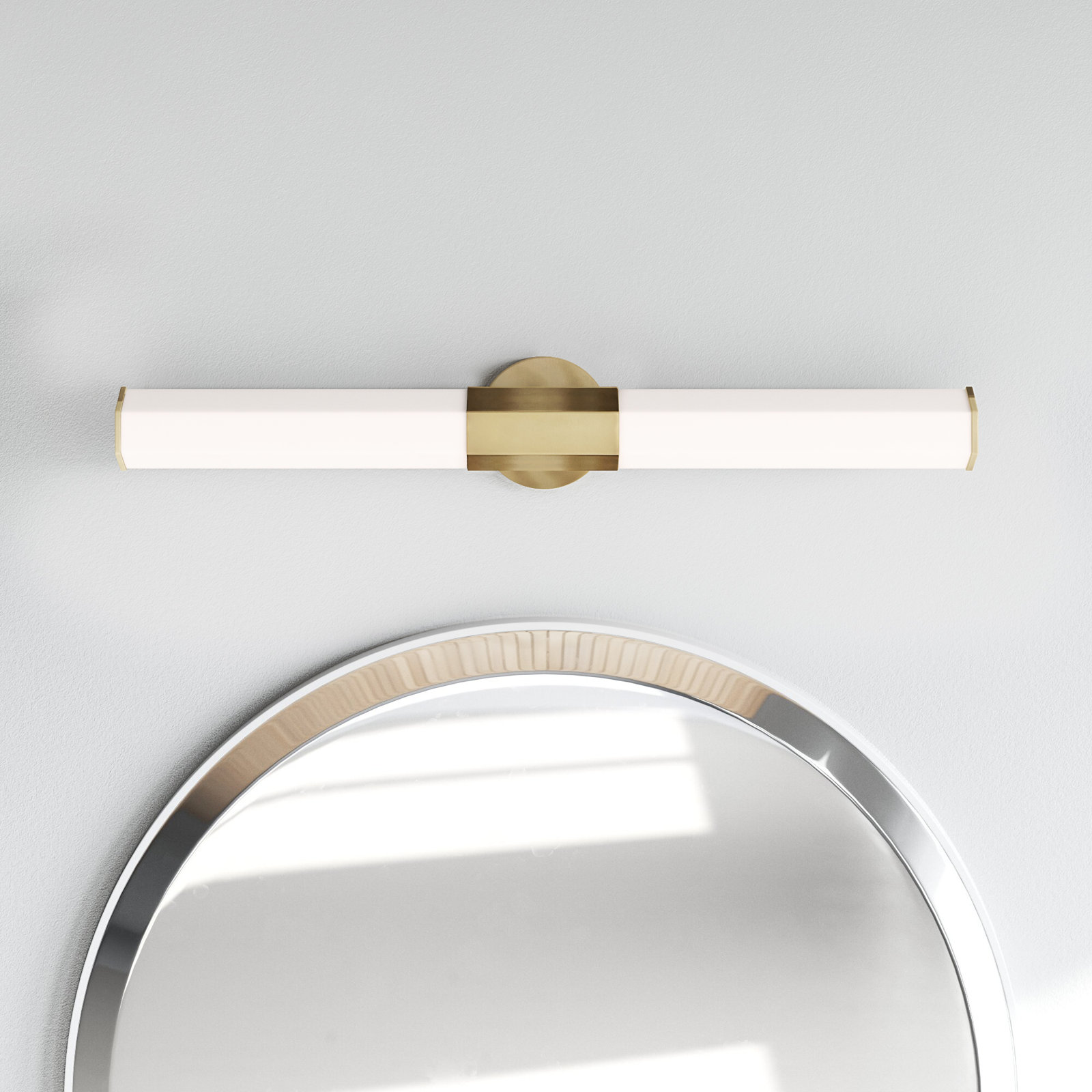 Belden Single Frosted Dimmable LED Bath Bar, Heritage Brass