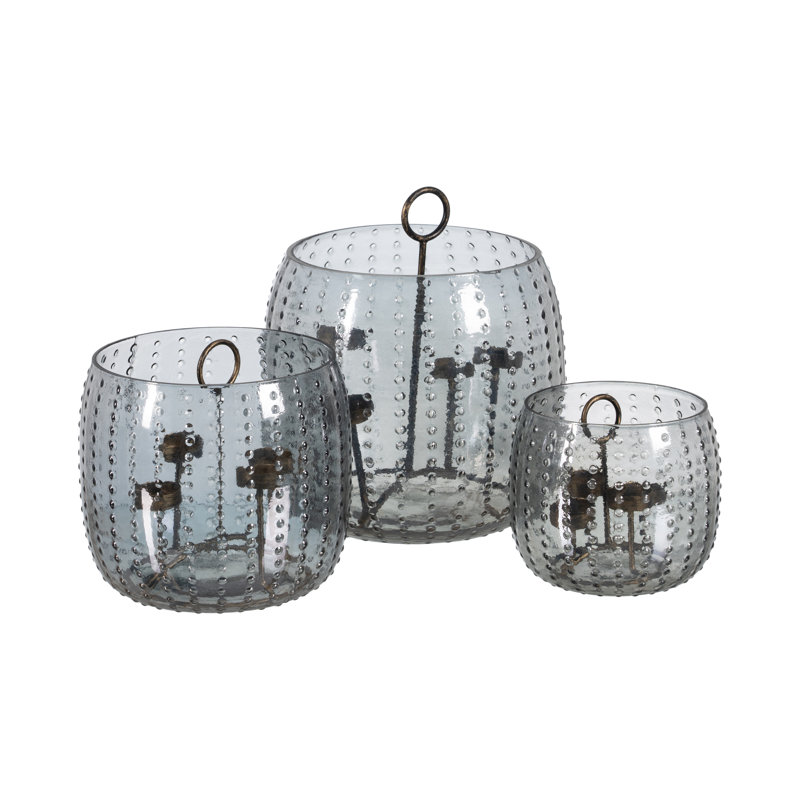 Glass Tabletop Tealight Holder, 20cm H x 23cm W x 23cm D