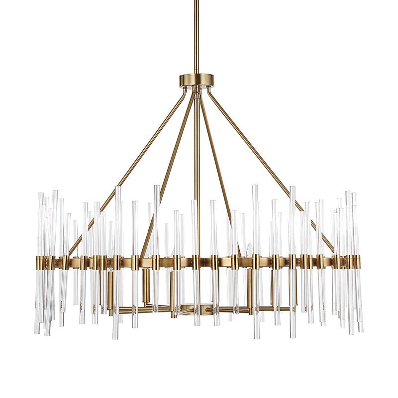 8 - Light Glass/Steel Chandelier