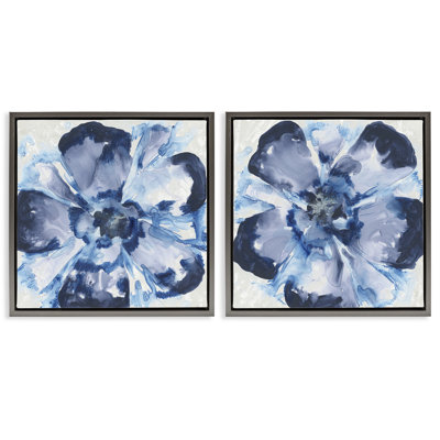 Ensemble de 2 cadres flottants Blue Glass Blossoms, design par June Erica Vess