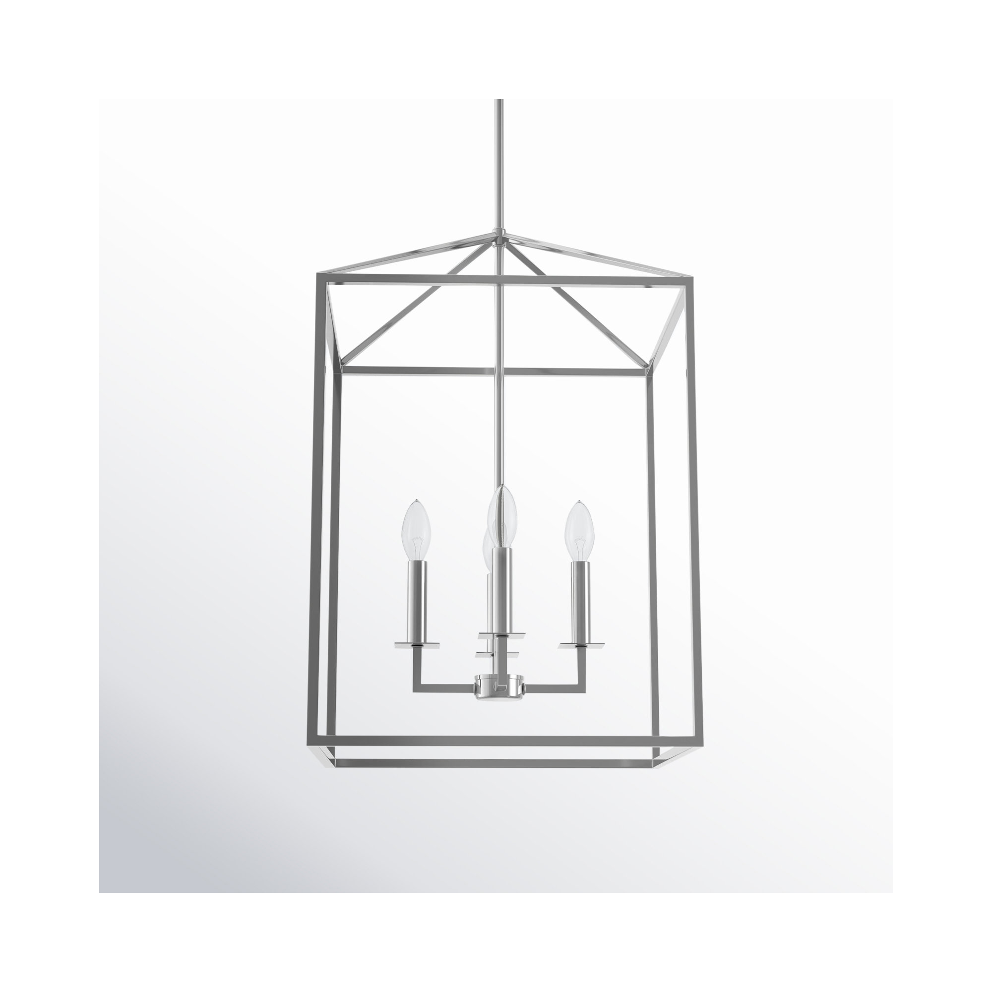 Ellis 4 - Light Metal Dimmable Lantern Chandelier, Chrome, 23.25" H x 15.5" W x 15.5" D, No