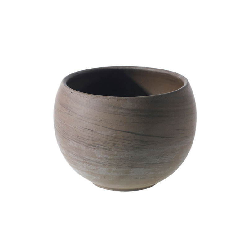 Handmade Ceramic Pot Planter, Gray, 3.5" H x 4.75" W x 4.75" D