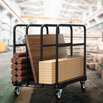 Panel Cart with Wheels, 1500 LBS Heavy-Duty Lumber Dolly, Flat Platform Cart for Moving, Factory, Warehouse and Home Use