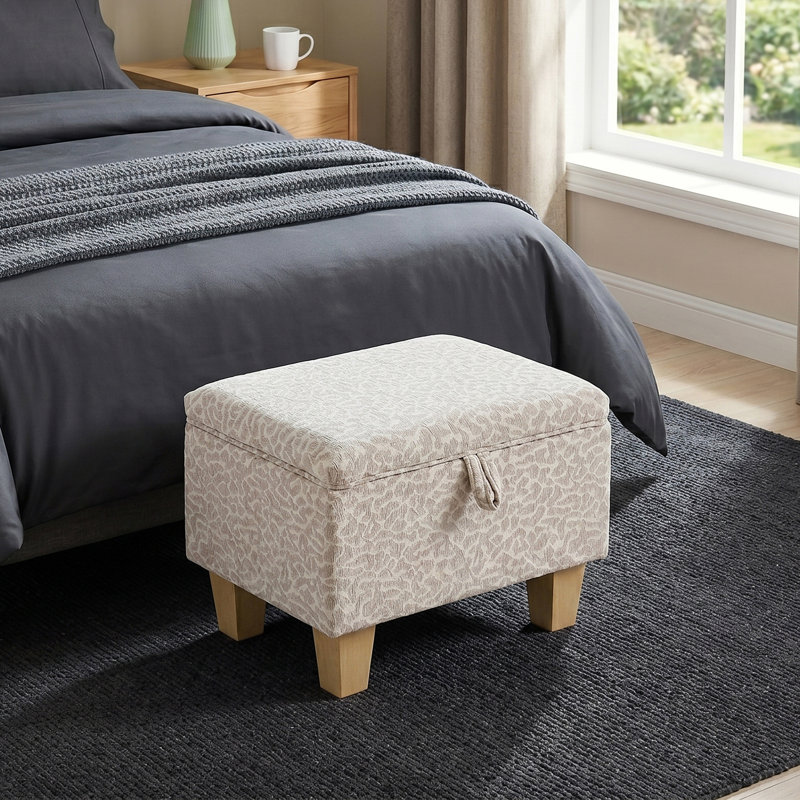 49cm Wide Rectangle Standard Ottoman, 36" H x 49" W x 33" D, Beige Vintage Look