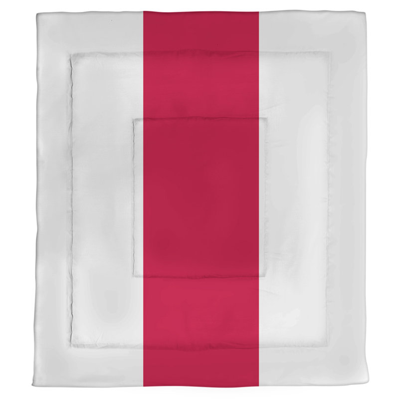 Édredon réversible en microfibre College Stripes Tennessee, Édredon simple, Milieu blanc / milieu rouge