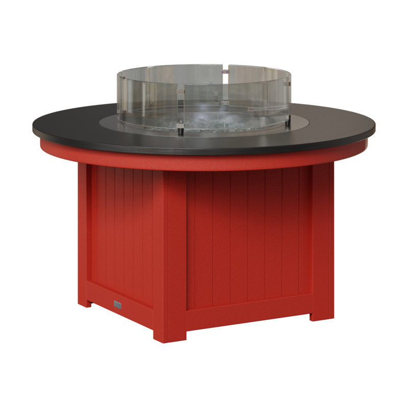 Foyer de table rond Berlin Gardens Donoma, H 25 po x l 44 po x P 44 po, Plateau martelé noir avec base rouge écarlate