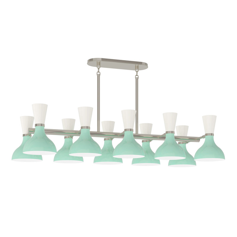 Clare 10 - Light Chandelier, Mint And Lily, Polished Nickel