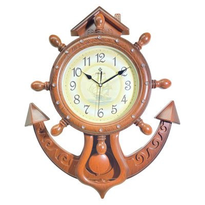 Anchor And Ships Wheel Hanging Wall Clock