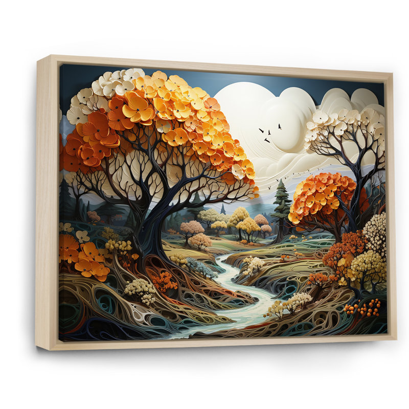 «Trees Charm In Summer Charm», reproduction sur toile, Cadre naturel flottant, H 24 po x l 32 po x P 1 po