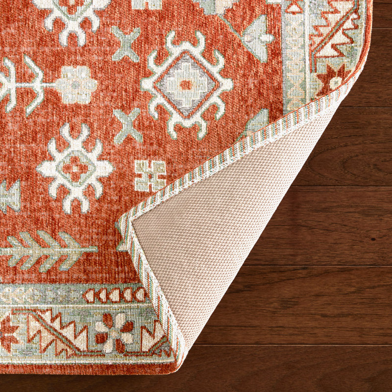 TOWN & COUNTRY LUXE Livie Forever Vintage Everwash Washable Multi-Use, Non-Slip Kitchen Runner, Orange