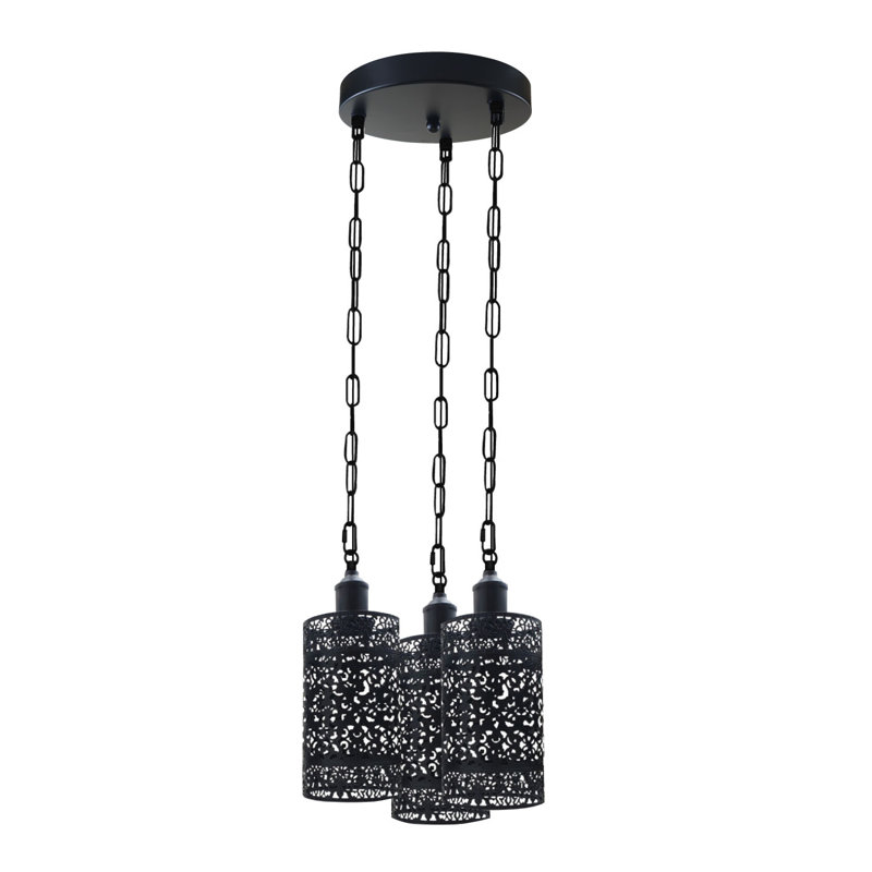 Mohn 3 - Light Cluster Cylinder Pendant, Black