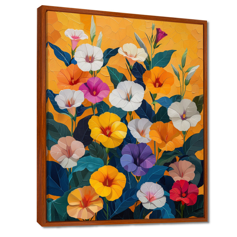 «Orange Glory Garden», impression d'art mural, Cadre flottant brun, H 12 po x l 20 po