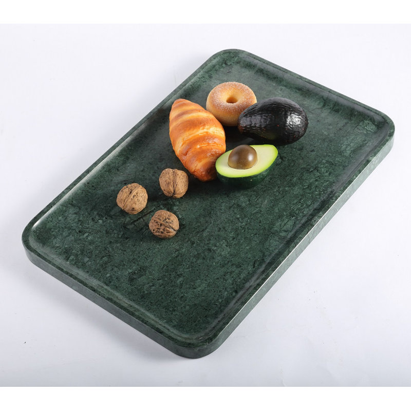 Guein Rectangle Natural Marble Tray,Indian Green