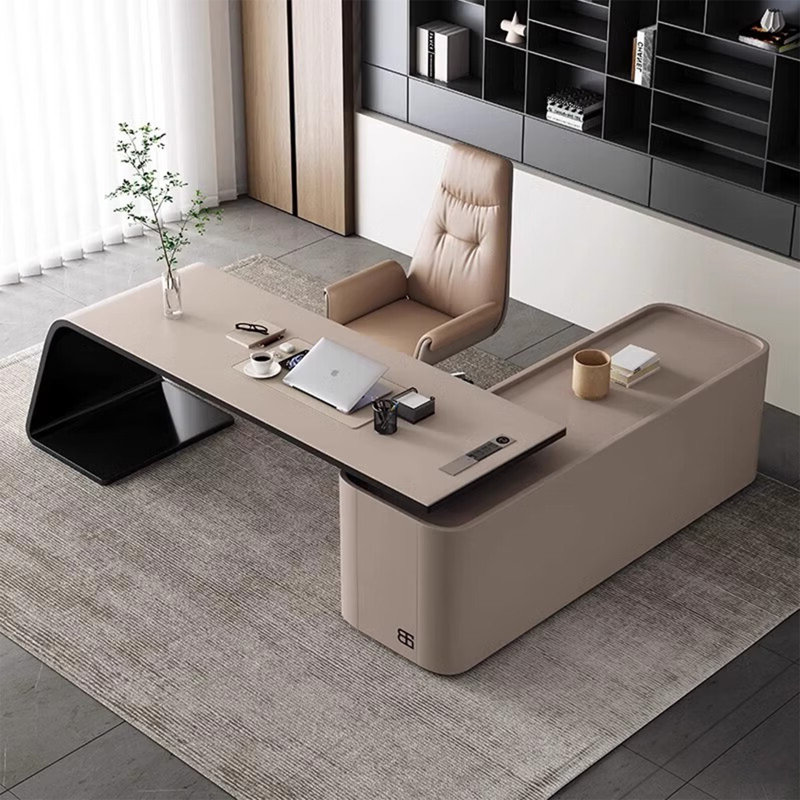 Bureau de direction 78,74 "en L beige avec armoire latérale 78,74", H 29,53 po x l 78,74 po x P 62,99 po