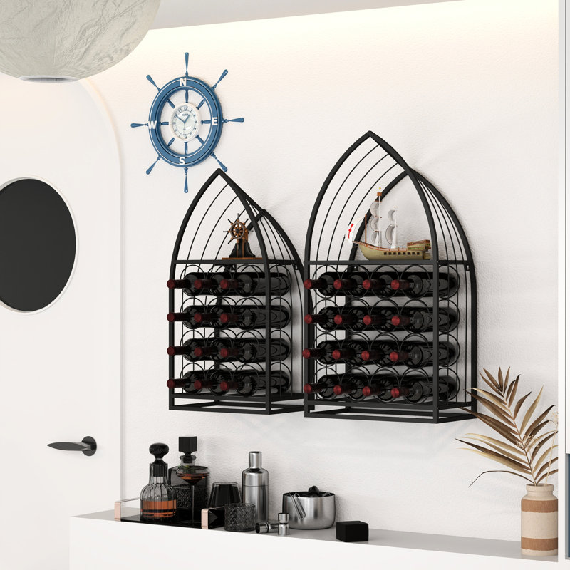 Meuble à vin autoportant en 2 parties, design compact pour exposer vos vins dans le salon et votre salle à manger.
