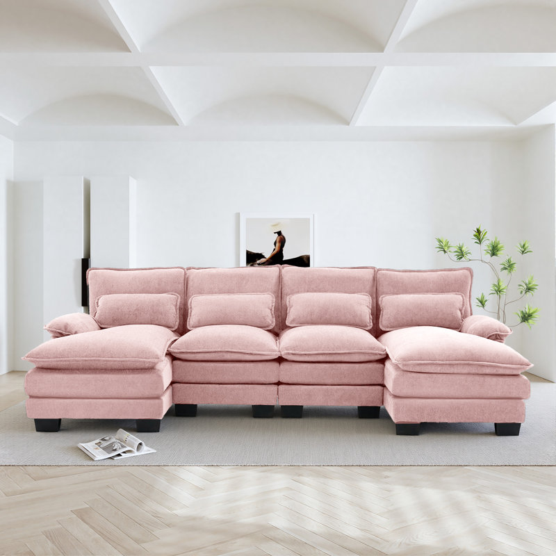 Canapé modulaire Chenille, Chenille rose