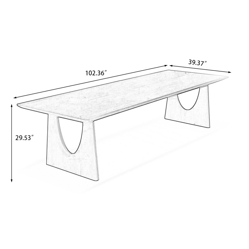 Brown Rectangular Solid Wood Dining Table, 29.53"H x 102.36"L x 39.37"W