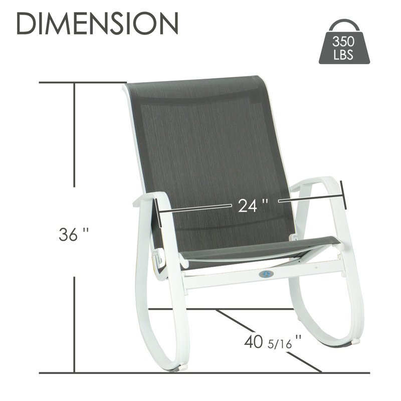 Kozyard Outdoor Rocking Chair, Patio Sling Rocker, Powder-Coated Aluminum Frame, Breathable Textilene Fabric, Ergonomic & Weather-Resistant for Porch, Garden, Balcony, Poolside Gray