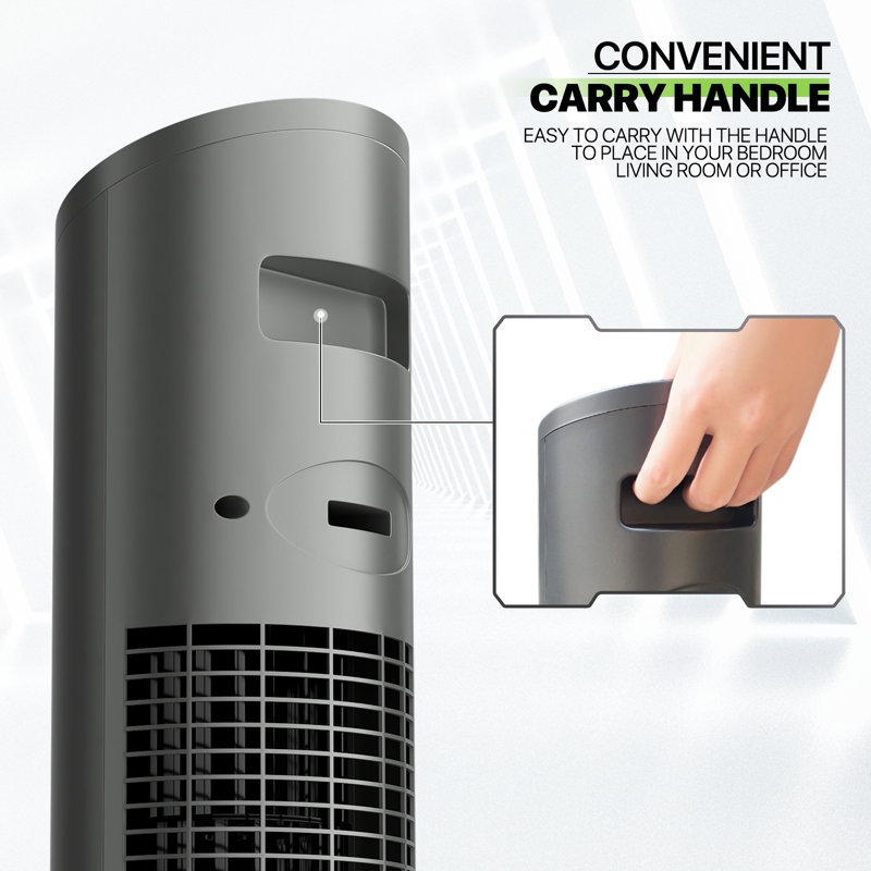 Space Gray 45" Bladeless Oscillating Tower Fan with Remote