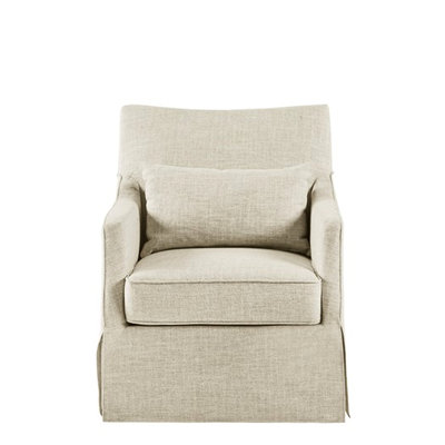 360 Degree Swiveling Skirted Chair With Solid Wood Frame And Plywood Arms For Comfortable Seating No Assembly Foam Metal Base Living Room