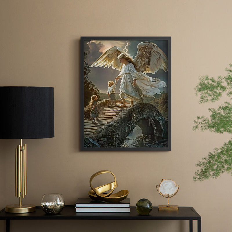 Religious Series CDXLVI, reproduction encadrée - bois massif, H 21 po x l 17 po, Noir, noir, noir, noir