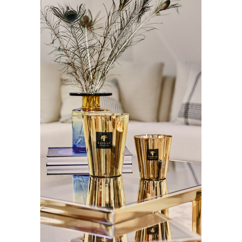 Les Exclusives Aurum Candle, 13.8" H x 7.41" W x 7.41" D