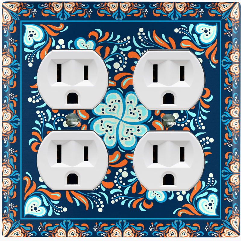 Plaque murale 2 prises Contemporary Heart, Bleu / bleu sarcelle