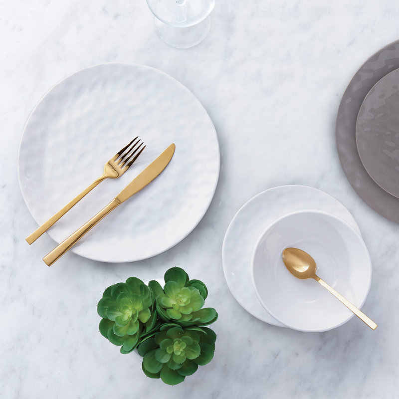 Piece Stoneware Dinnerware Set - Service for 4, White