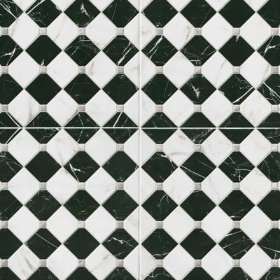 Palmina Forte 17 in. x 17 in. Matte Porcelain Marble Look Checkerboard Floor and Wall Tile