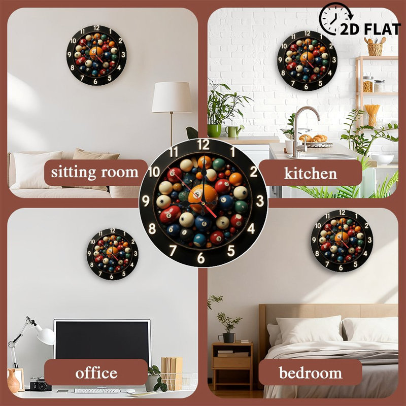 Colorful Decorative Clock with Pool Balls