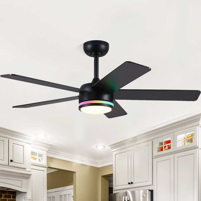 Modern Ceiling Fan with Dimmable Colour Changing LED and Remote Control