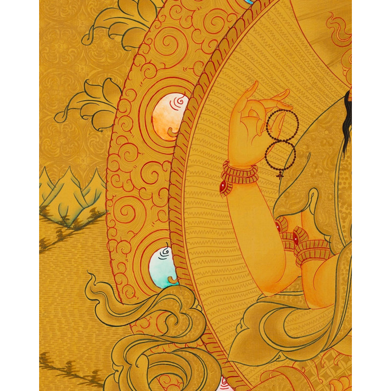 Quatre bras Chengrezig Thangka (Thangka sans brocart)