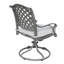 Chaises de salle à manger d'extérieur pivotantes en aluminium avec coussins, ensemble de 2, gaze d'or
