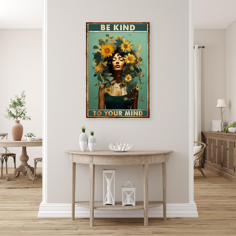 Liltricia Sunflowers Be Kind To Your Mind - Wrapped Canvas Print, 36" H x 24" W x 1.25" D