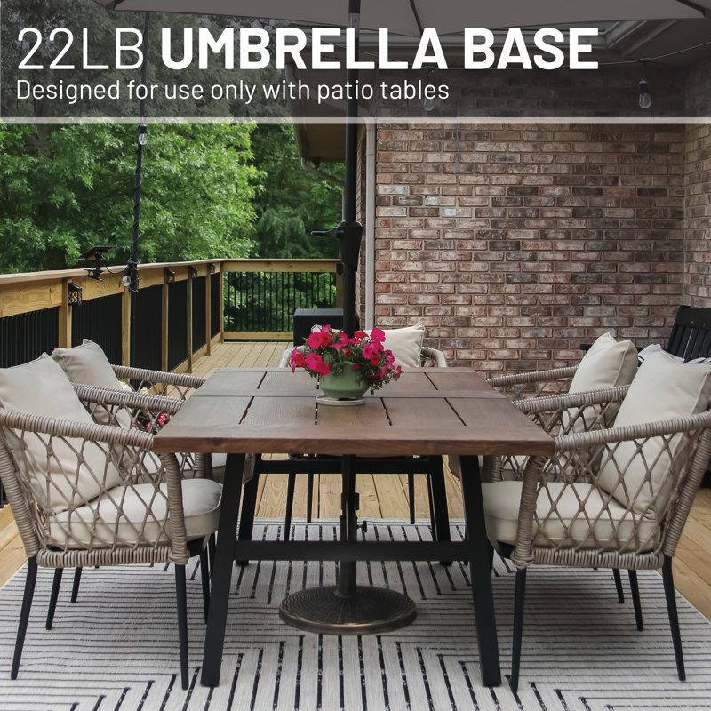 Bronze Wicker Pattern Plastic Patio Umbrella Base, 22lb