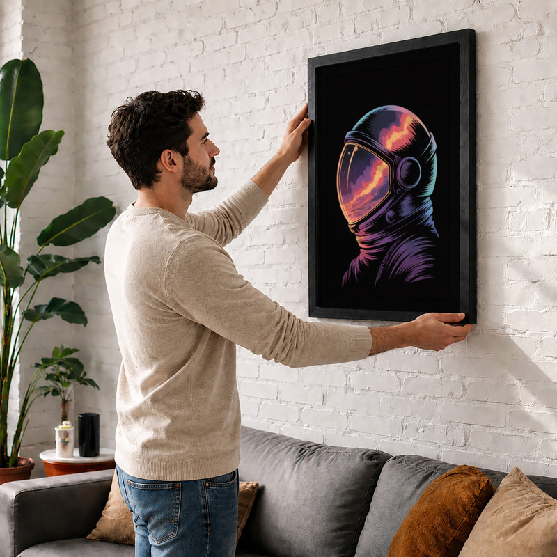 Cosmic Visor Modern - Framed Print, A2 - 59.4 x 42.0 cm, White