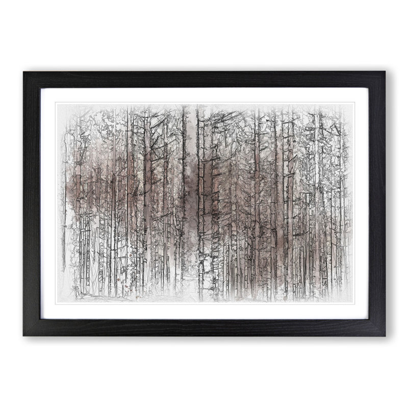 Autumn Forest Vol.7 Sketch - Picture Frame Graphic Art, 36cm H x 48cm W x 2cm D, Black