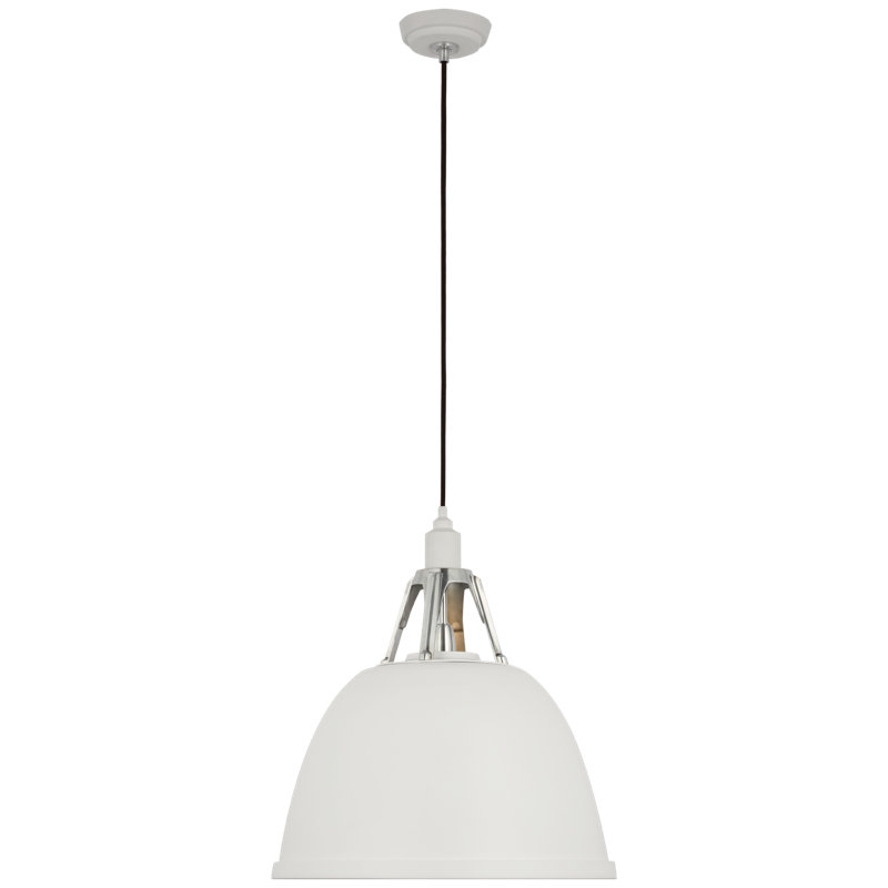Gunner 1 - Light Pendant, 22" H x 15.75" W x 15.75" D, White/Polished Aluminum, Whie
