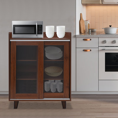 Organisateur de rangement de cuisine sur pied au sol couleur noyer