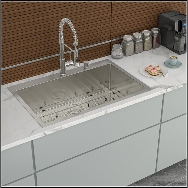 Kitchen Sink Drop In 16 Gauge Stainless Steel 33" Single Bowl Topmount Kitchen Sink Basin