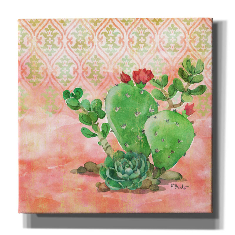 «Cactus IV - Coral» par Paul Brent, art mural sur toile, H 37 po x l 37 po x P 1,5 po