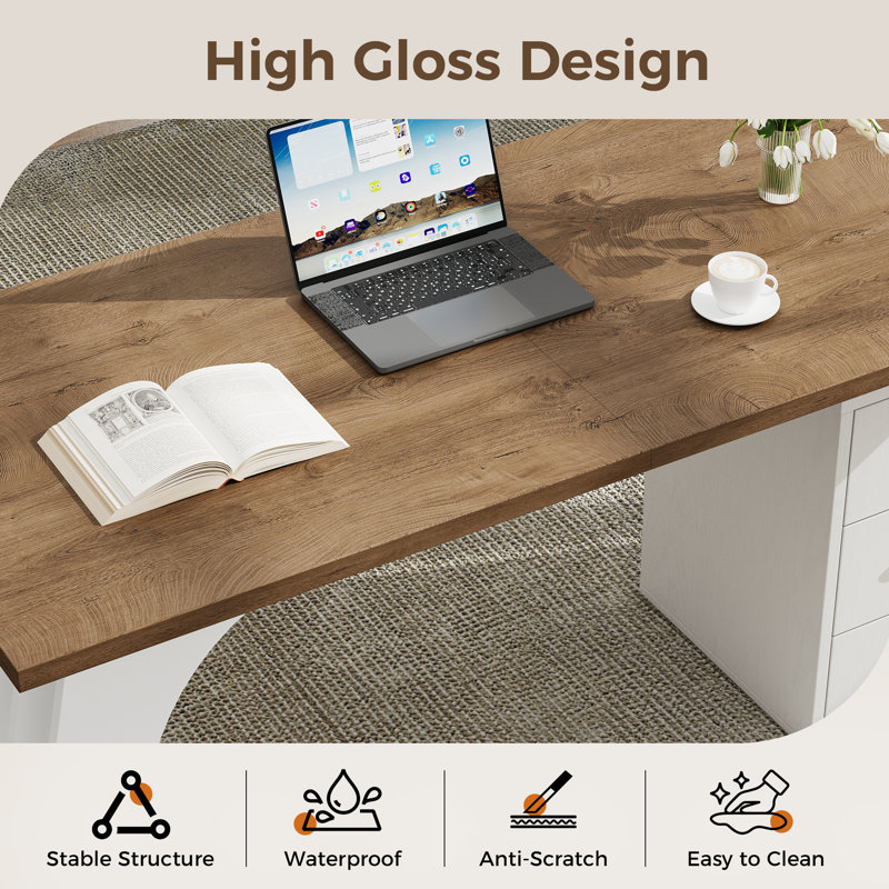 Bureau de direction 55 pouces Farmhouse, grand bureau d'ordinateur