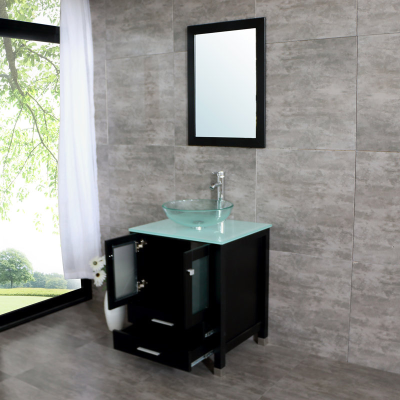 Meuble-lavabo simple 24,8 po avec miroir Leftbank, Clair